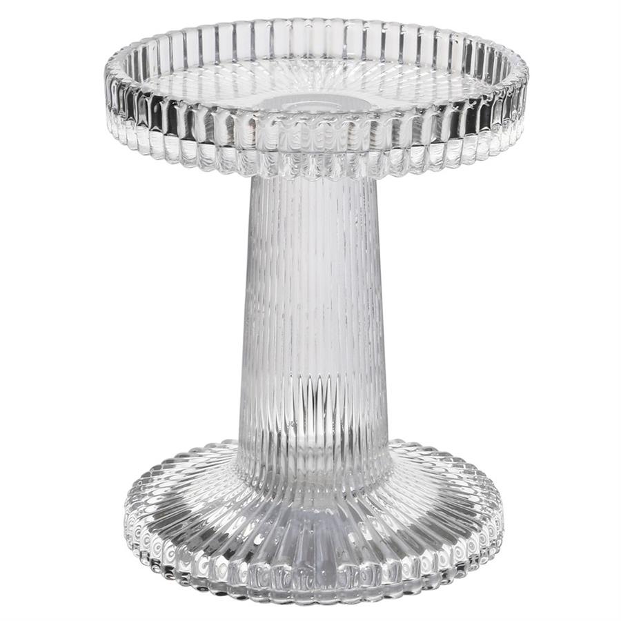 Clear Glass Ribbed Candleholder