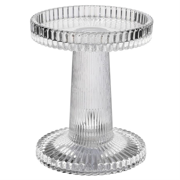 Clear Glass Ribbed Candleholder