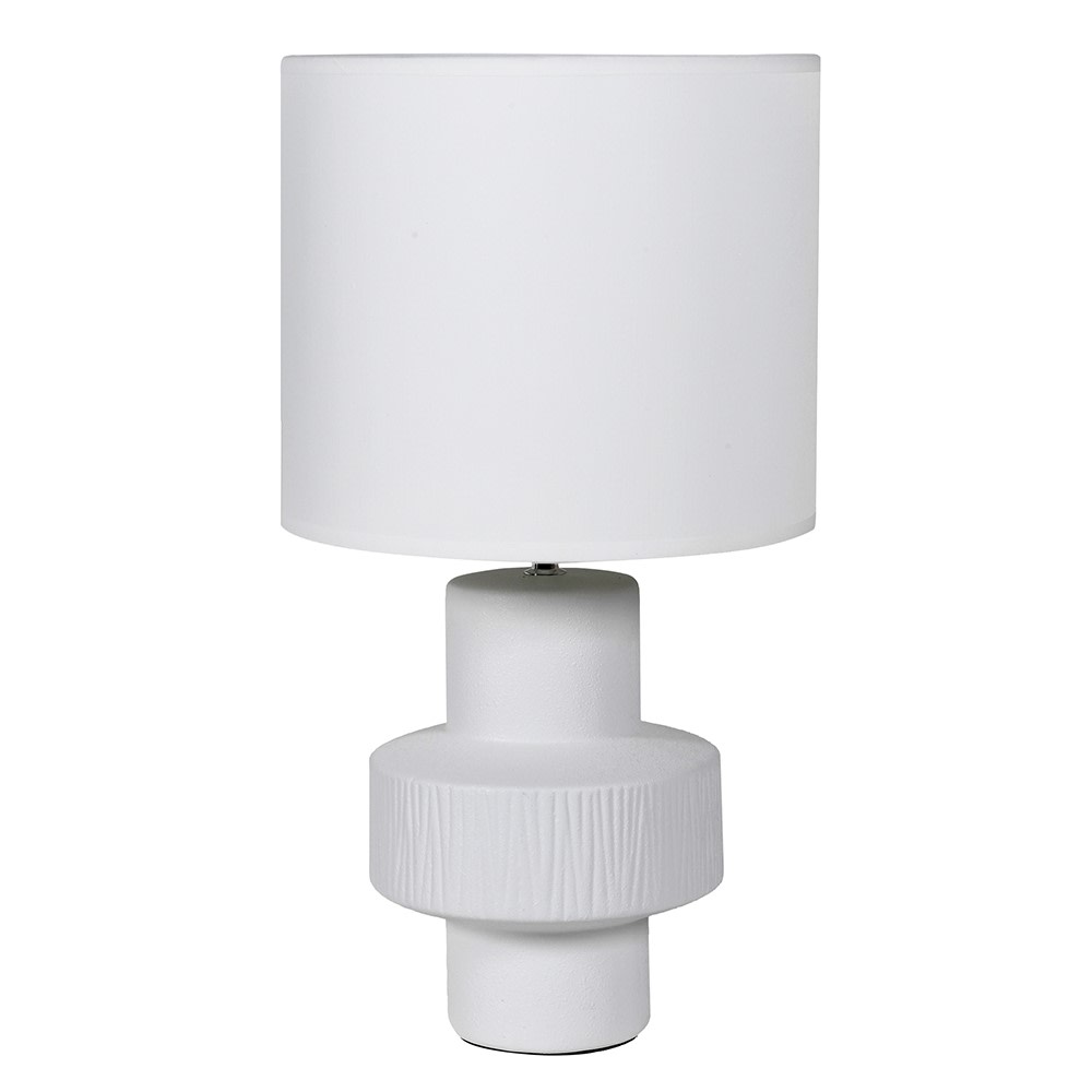 Cocoa White Step Table Lamp - Elegant Ceramic Lighting - LUXONAS