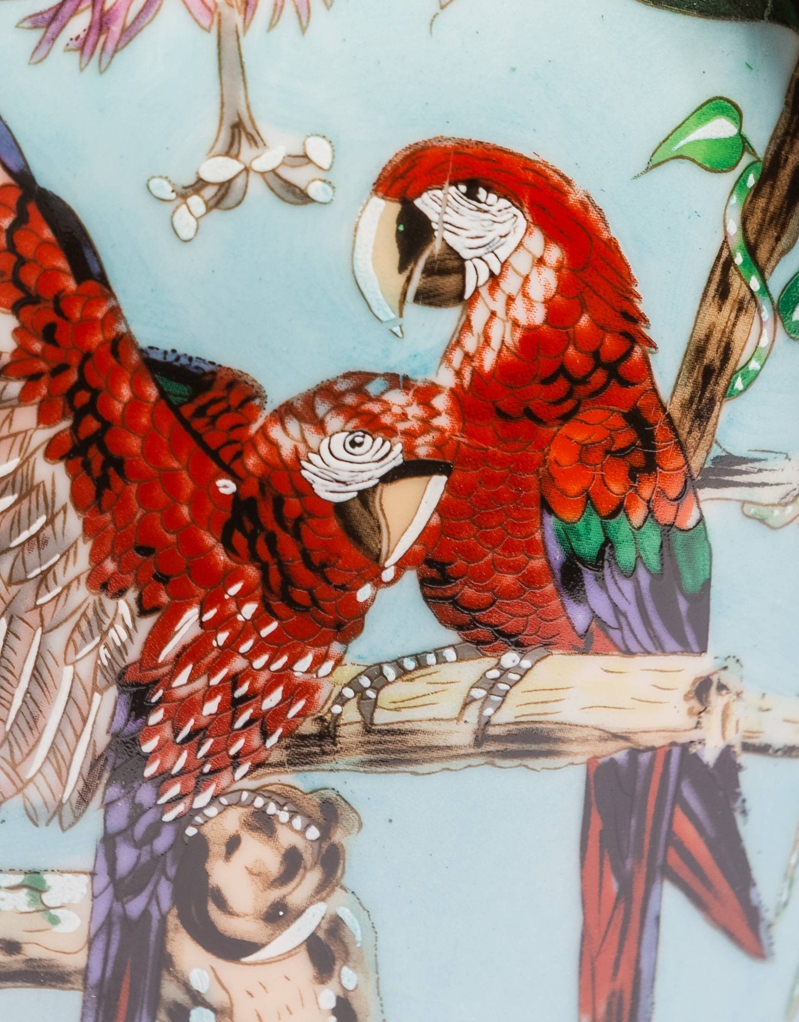 Colourful Parrot and Floral Ceramic Vase - LUXONAS HOME