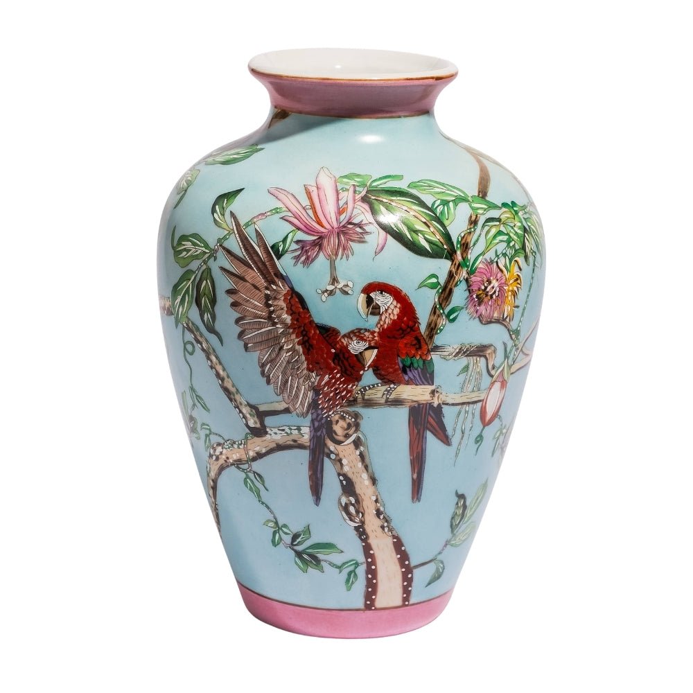 Colourful Parrot and Floral Ceramic Vase - LUXONAS HOME