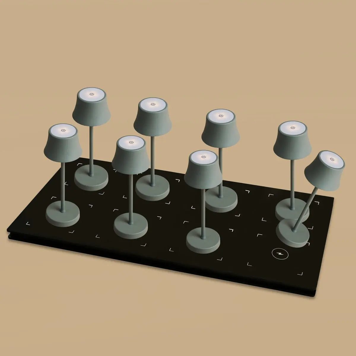 Combi Set Professional | 8 x De Pijp Mini Mouse Grey Rechargeable Table Lamps & 1 x Central Station Charging Station - LUXONAS HOME