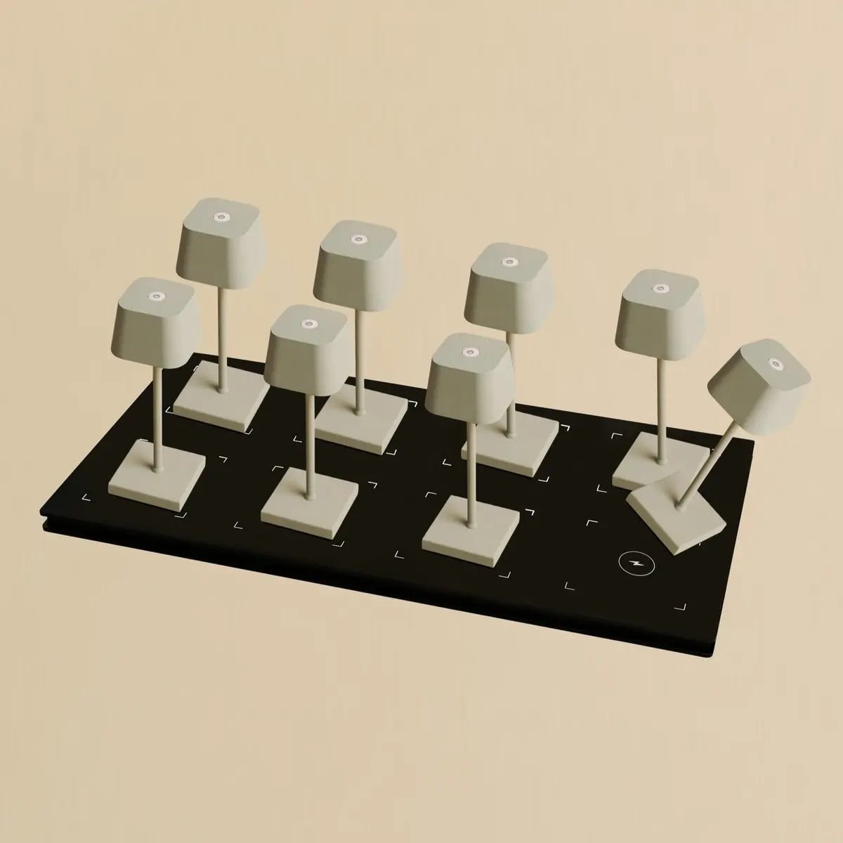 Combi Set Professional | 8 x Sarphati Mini Shadow Grey Rechargeable Table Lamps & 1 x Central Station Charging Station - LUXONAS HOME