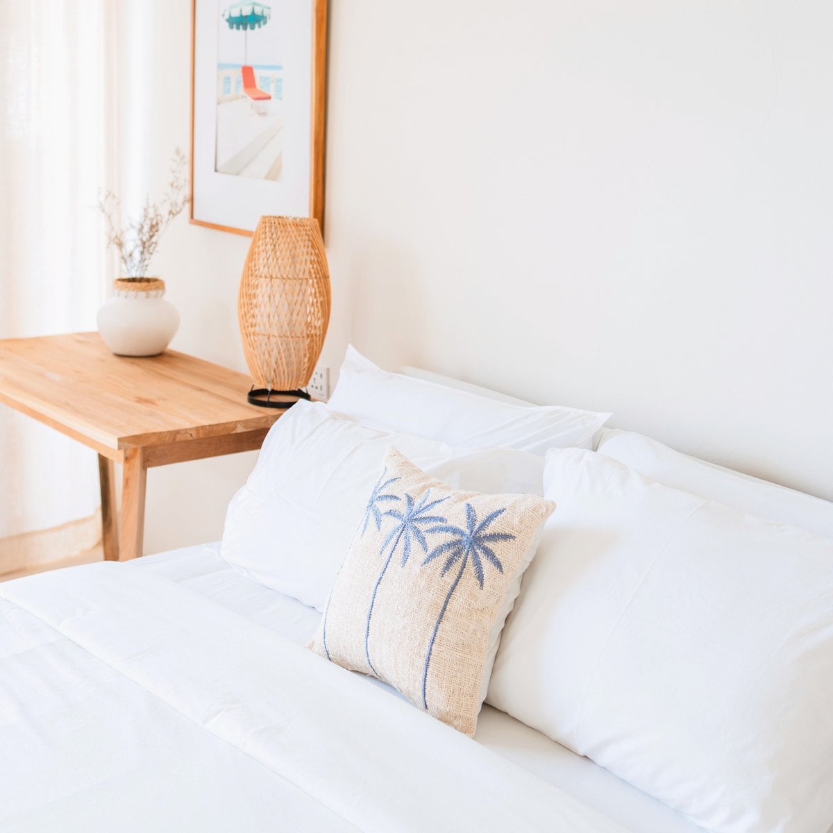 Cotton Cushion Cover Palm Tree Pattern – Boho Embroidered Cushion – Decorative Pillow – Embroidered Cushion Cover 40x40 or 50x50 cm ANARKA - LUXONAS HOME