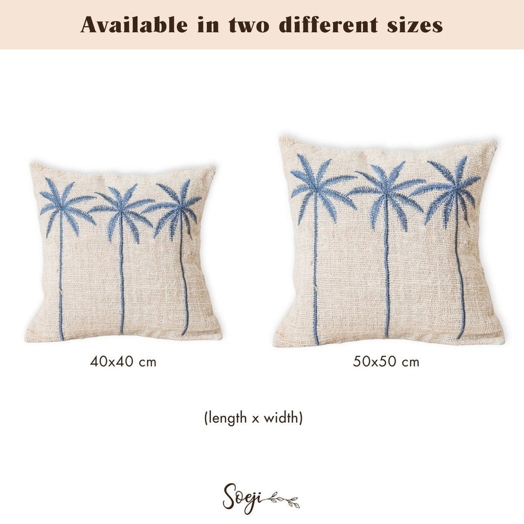 Cotton Cushion Cover Palm Tree Pattern – Boho Embroidered Cushion – Decorative Pillow – Embroidered Cushion Cover 40x40 or 50x50 cm ANARKA - LUXONAS HOME
