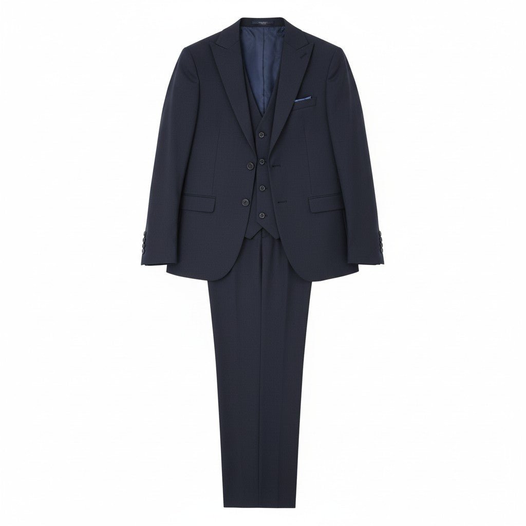 Cotton Navy Blue Suit - LUXONAS HOME