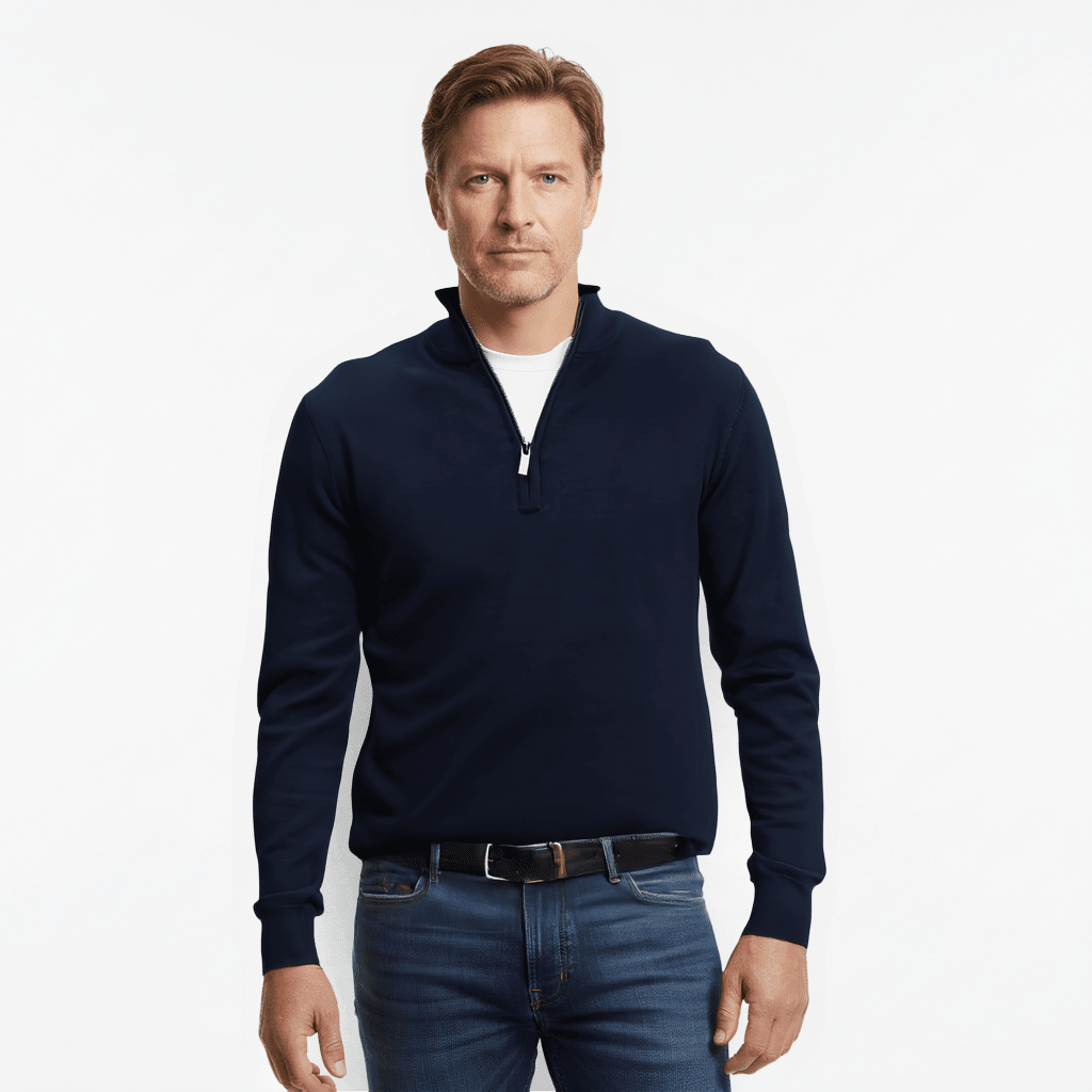 Cotton Zip Neck Sweater – Comfortable & Stylish