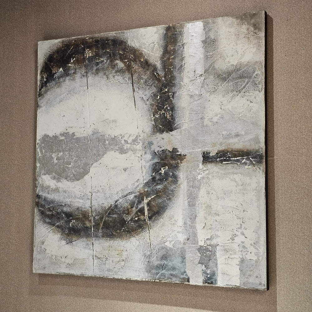 Craquelure Circle Abstract Canvas - LUXONAS HOME