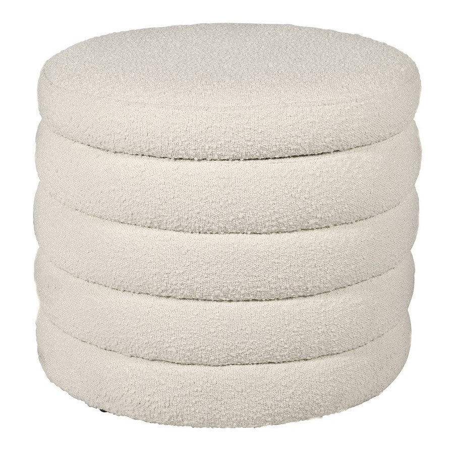 Cream Boucle Ribbed Storage Footstool