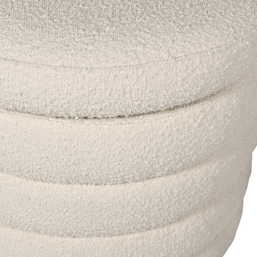 Cream Boucle Ribbed Storage Footstool - LUXONAS