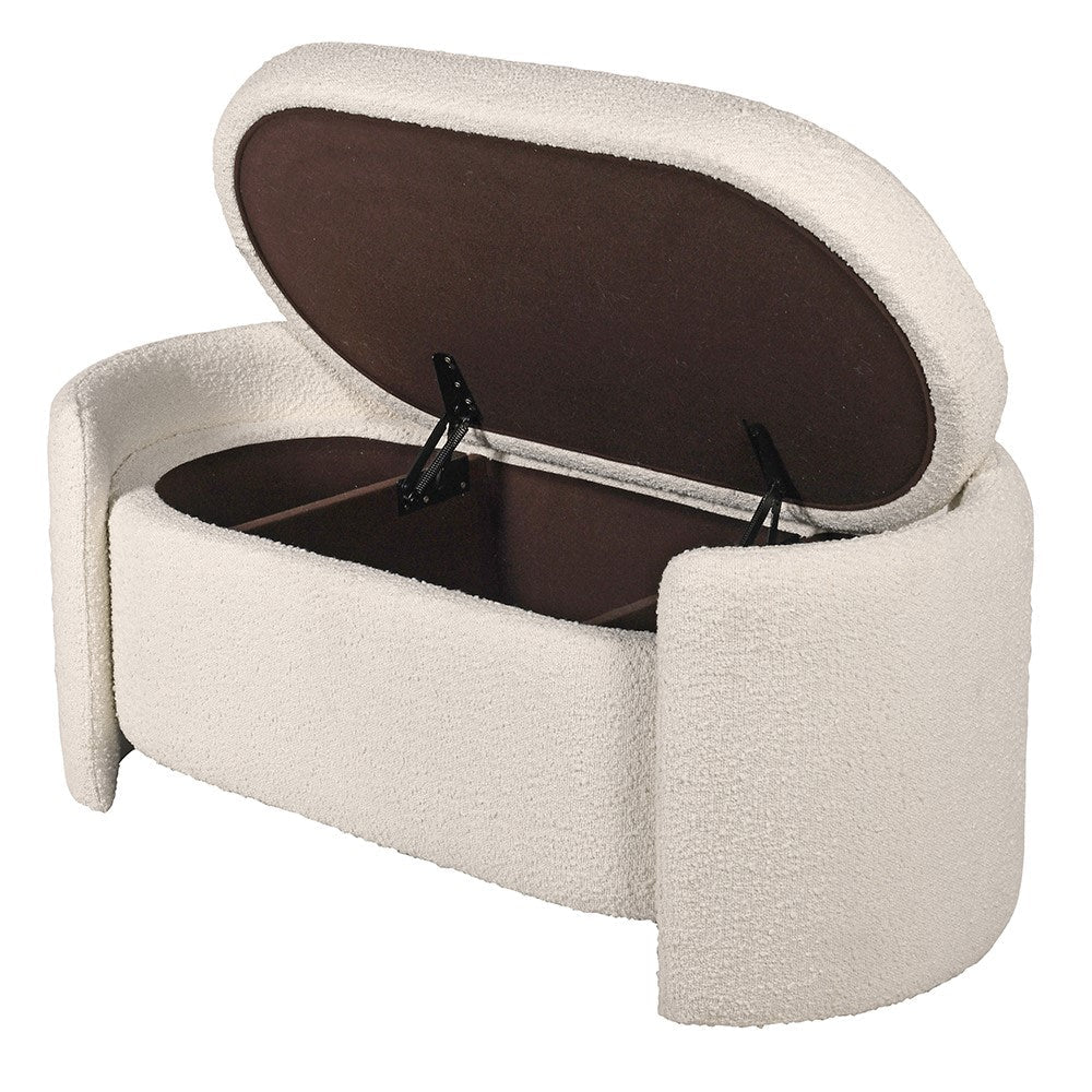 Cream Boucle Storage Bench - LUXONAS