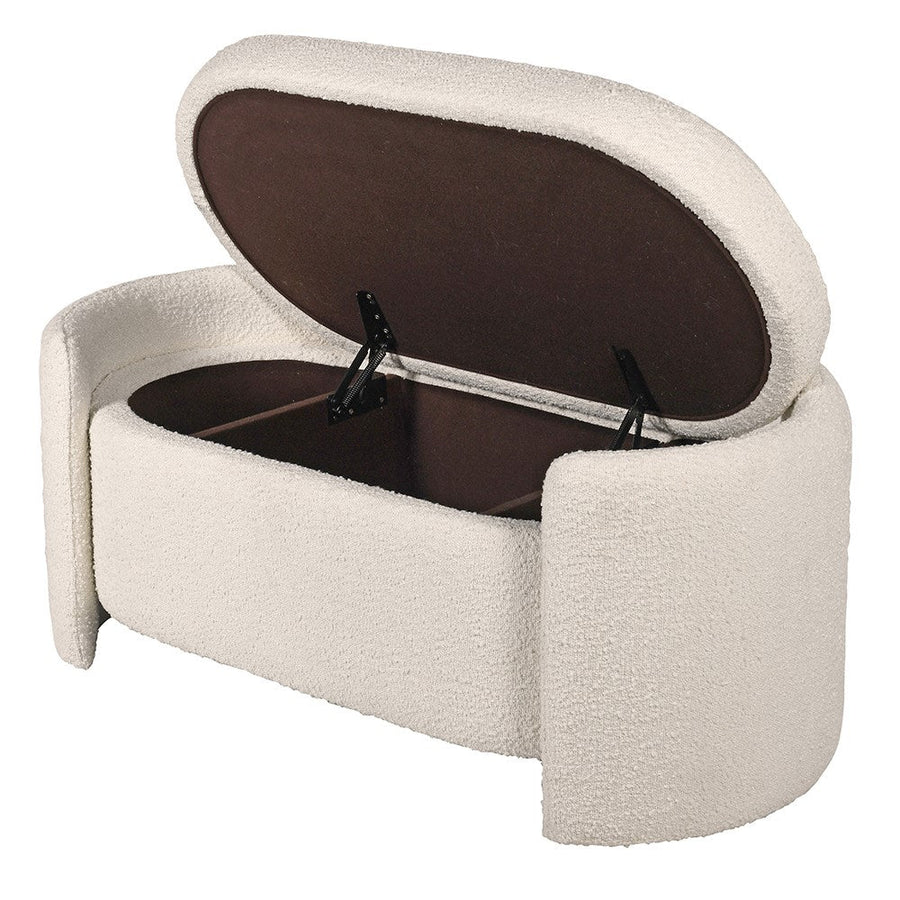 Cream Boucle Storage Bench