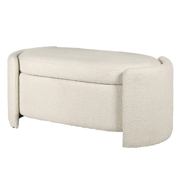 Cream Boucle Storage Bench