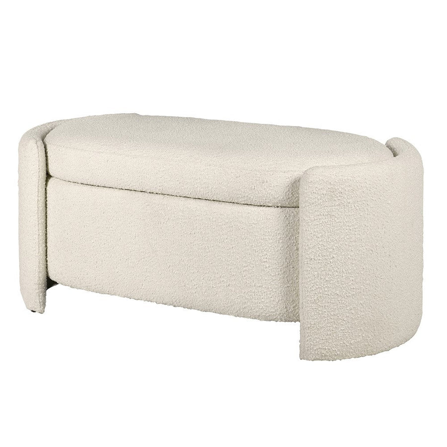 Cream Boucle Storage Bench