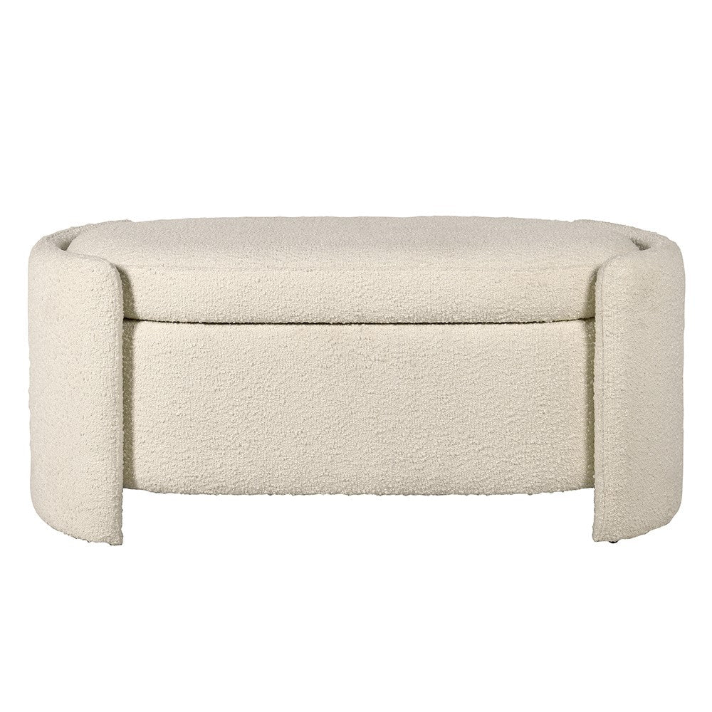 Cream Boucle Storage Bench - LUXONAS