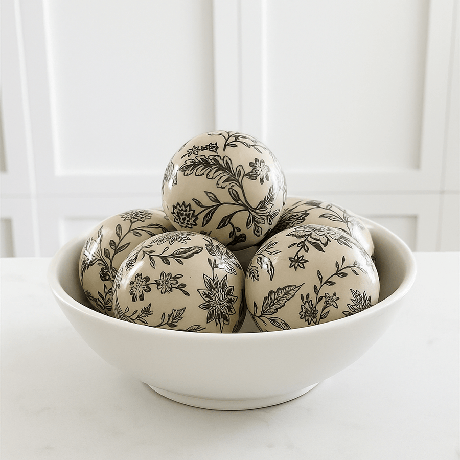 Cream Ceramic Ball with Pattern