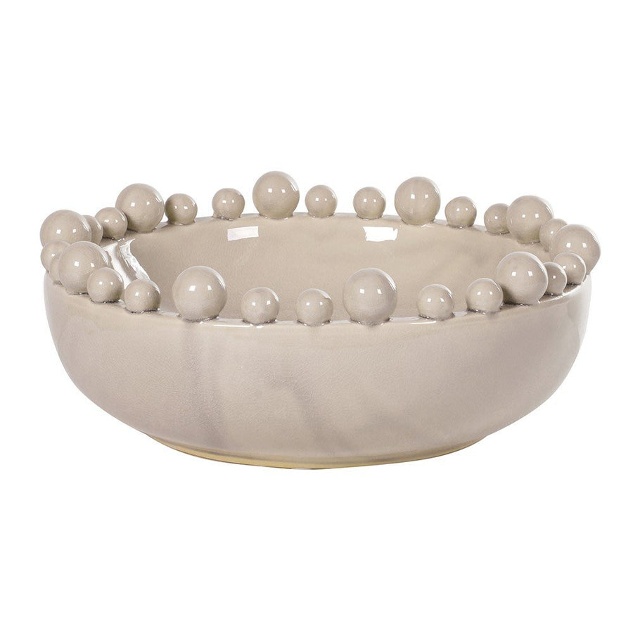 Cream Ceramic Bowl with Bobble-Edged Rim