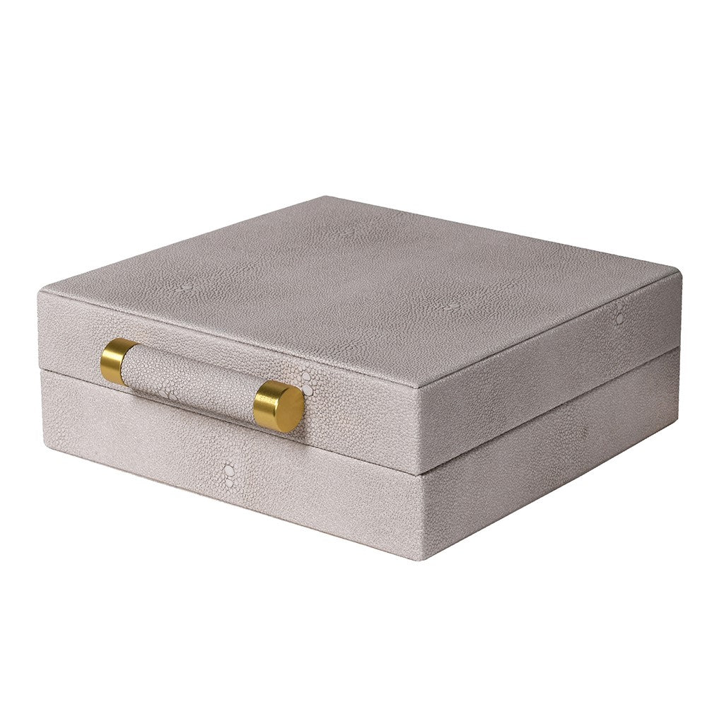 Cream Faux Shagreen Jewelry Box