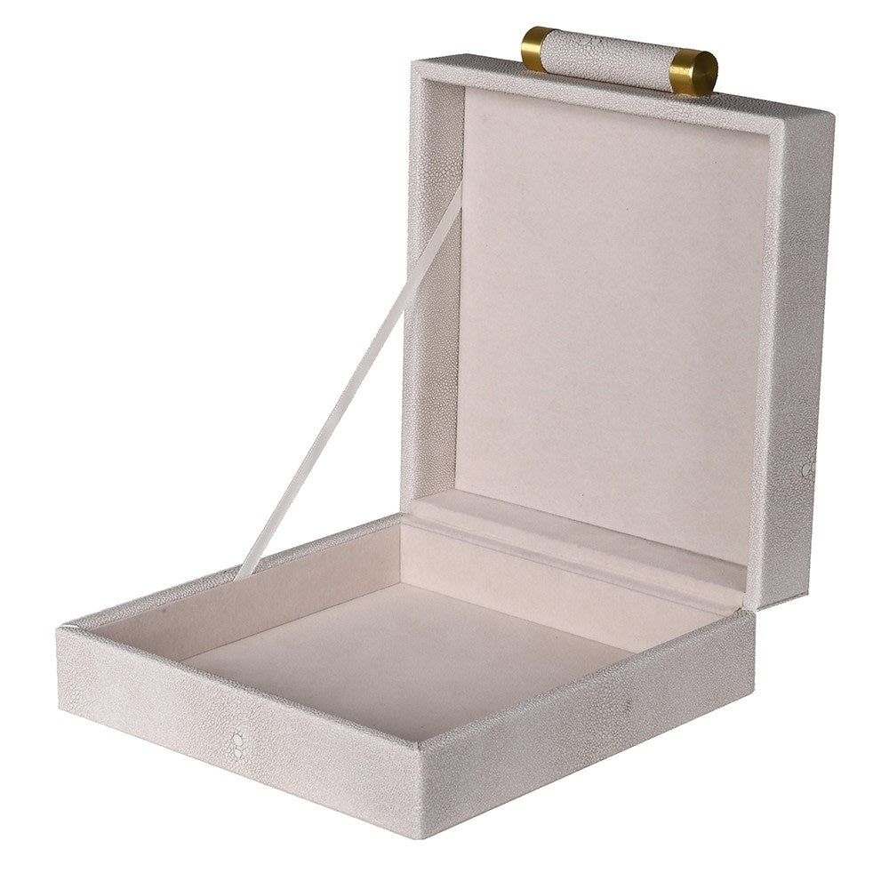 Cream Faux Shagreen Jewellery Box - LUXONAS