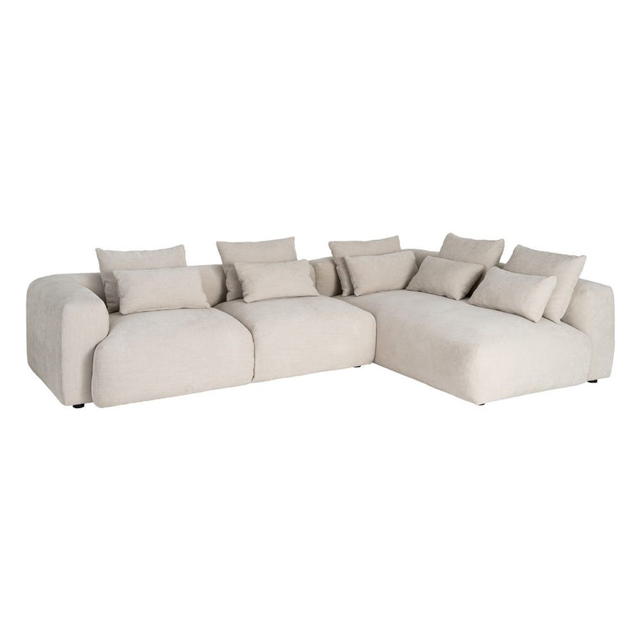 Cream L-Shape Fabric Sofa