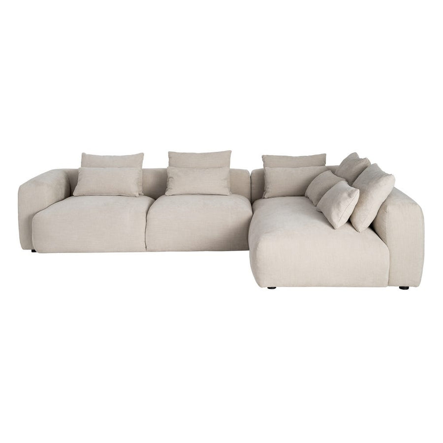 Cream L-Shape Fabric Sofa