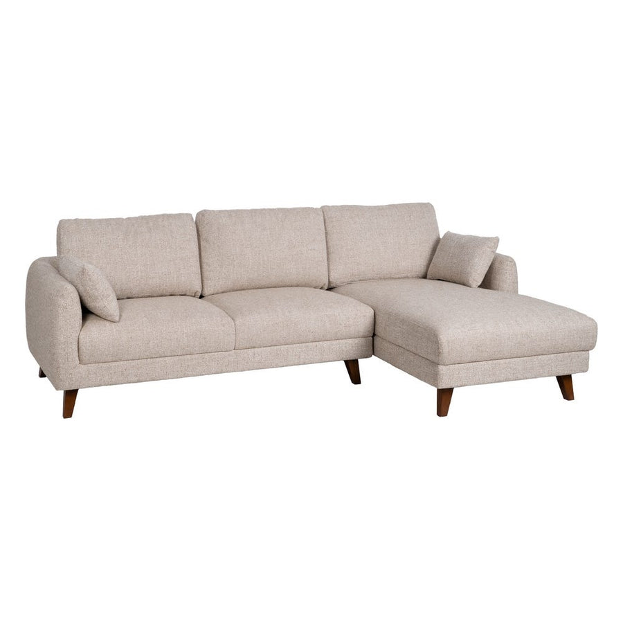 Cream L-Shape Woven Fabric Sofa