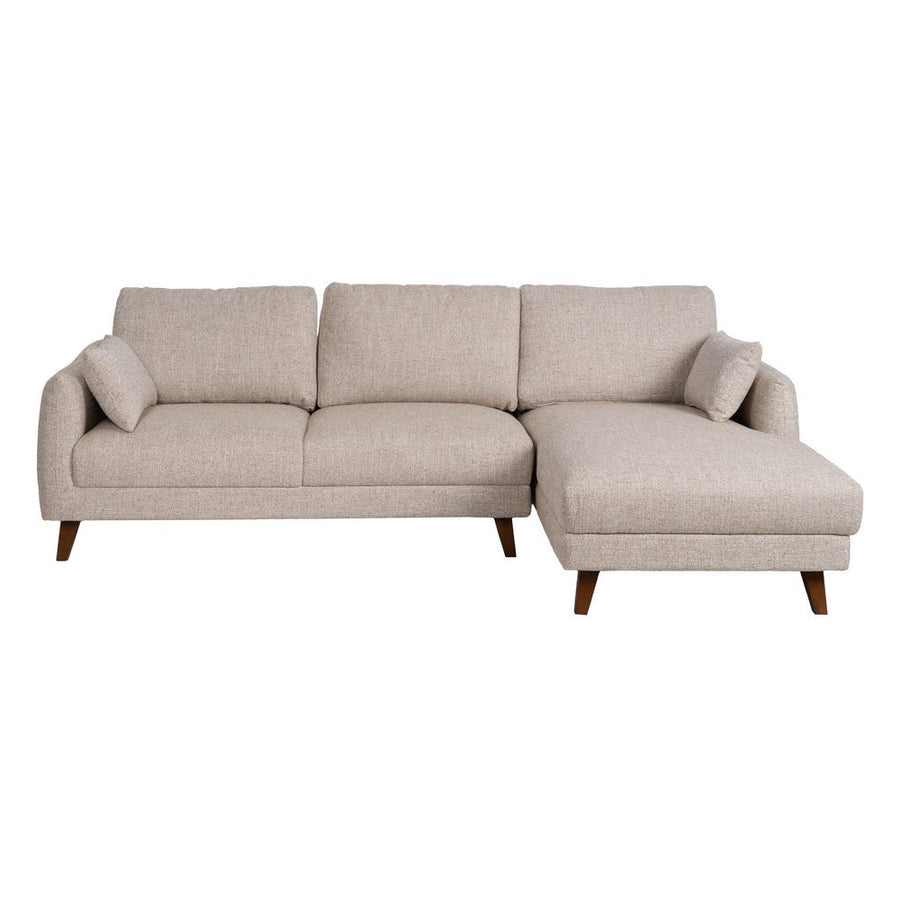 Cream L-Shape Woven Fabric Sofa