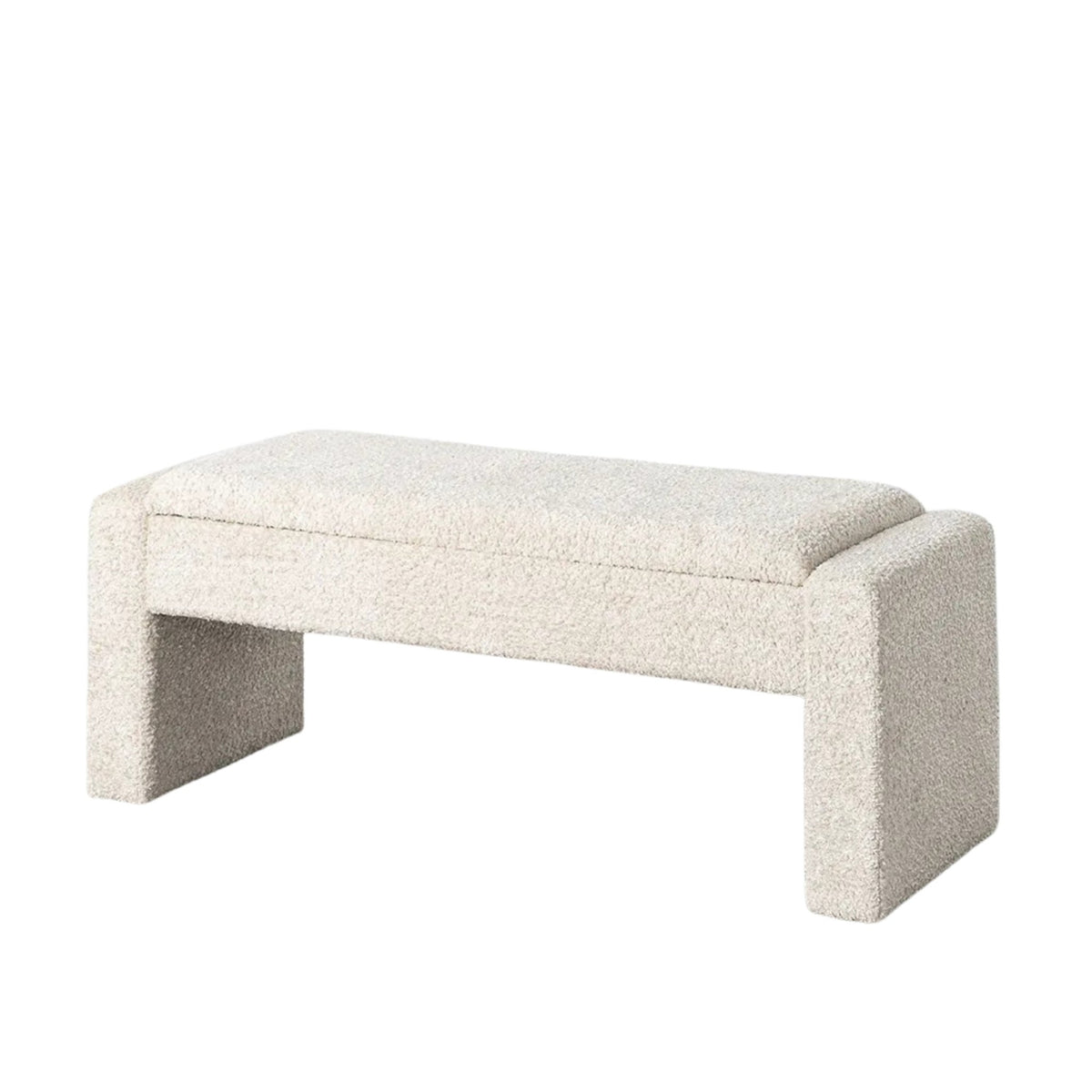 Cream Polyester Upholstered Chest Bench with Storage
