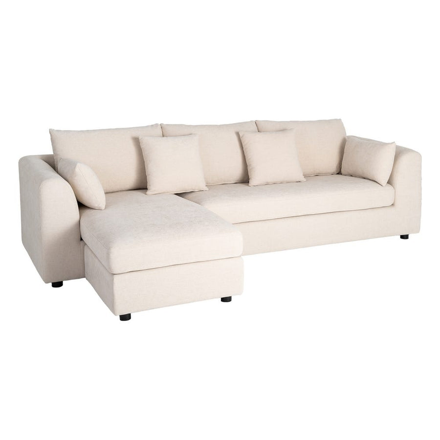 Cream Polyester L-Shape Sofa