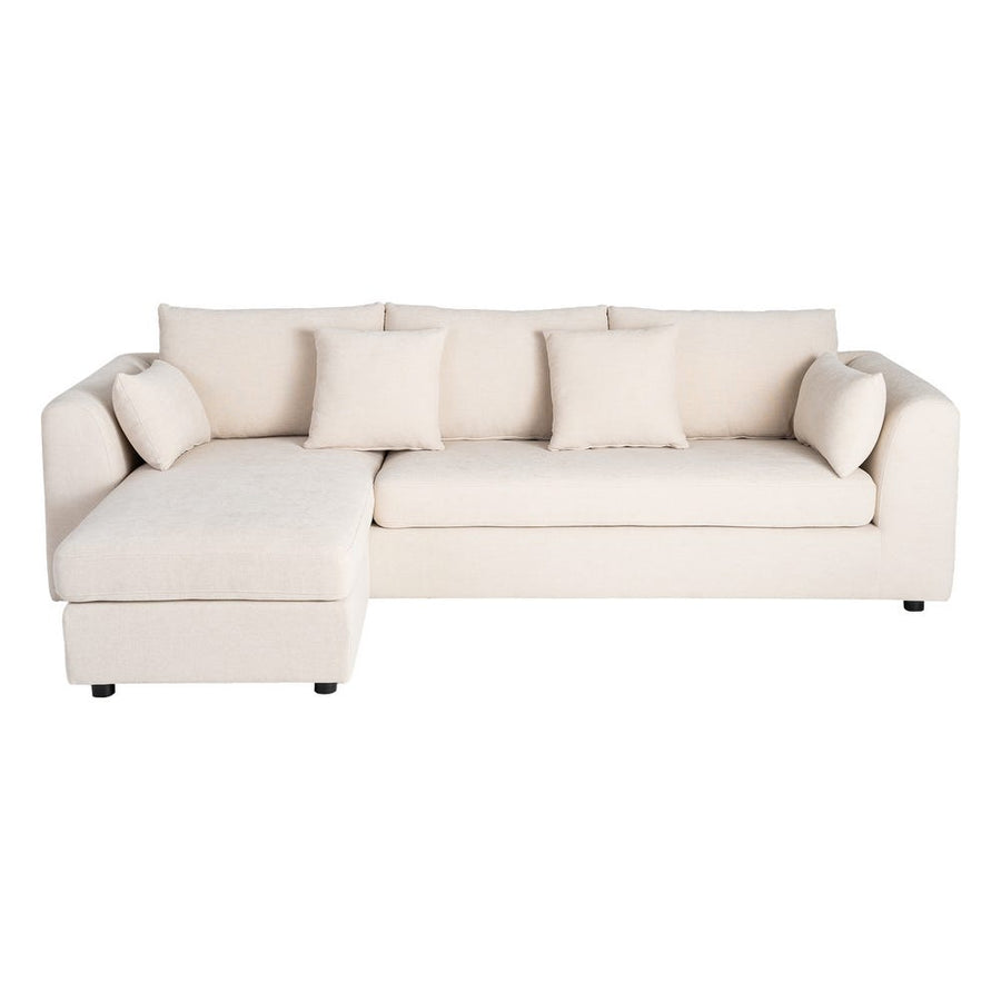 Cream Polyester L-Shape Sofa