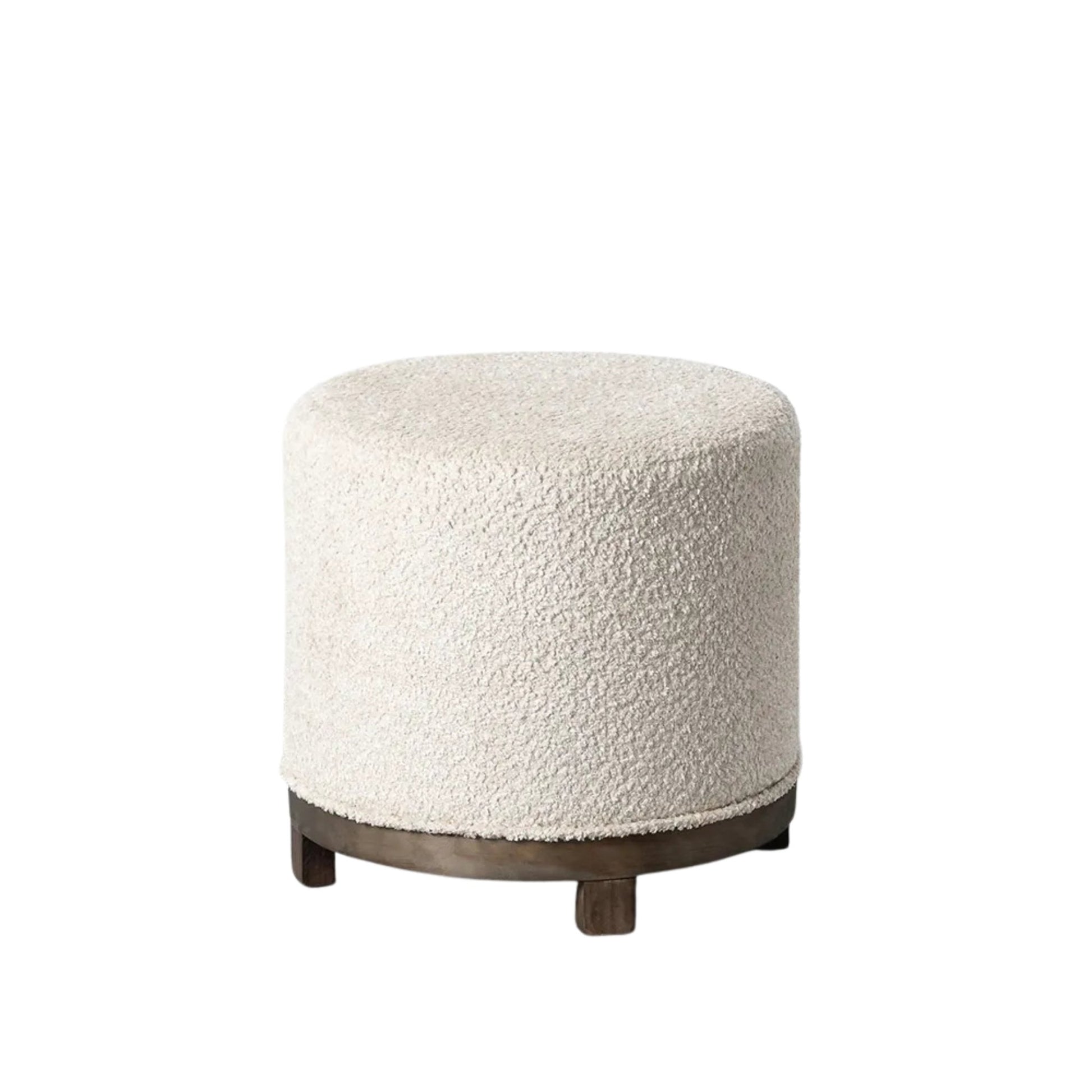 Cream Revolving Footstool on wooden base - LUXONAS HOME