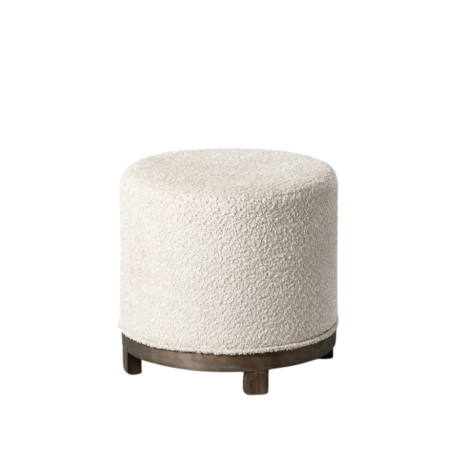Cream Revolving Footstool on wooden base