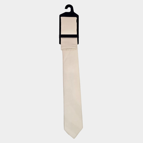Cream Satin Tie and Pocket Square Set