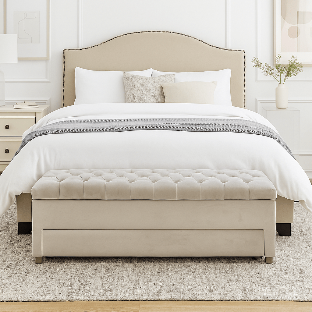 Cream Shoe Storage Bench - LUXONAS