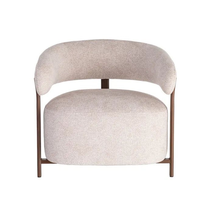 Cream Upholstered Armchair - Brown Metal Frame