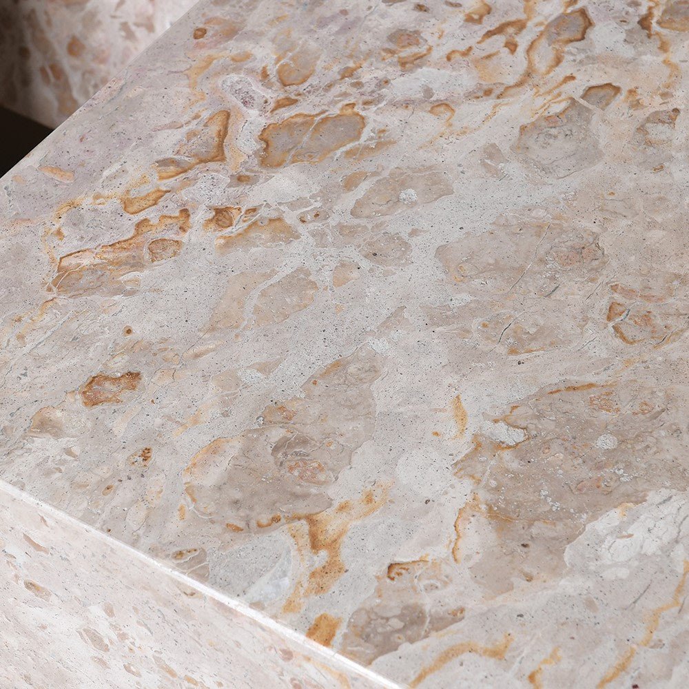 Crema Marble and Gold Metal Coffee Table - LUXONAS
