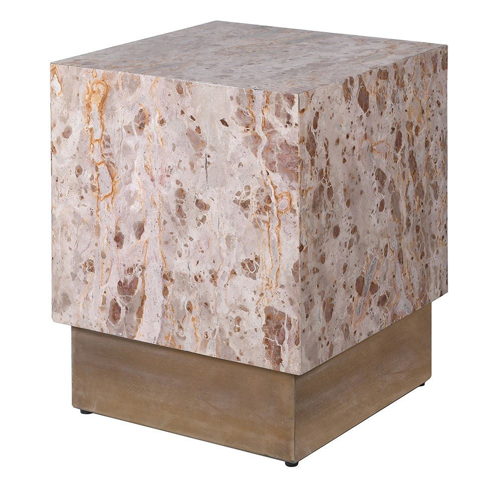 Crema Marble Block Side Table - LUXONAS