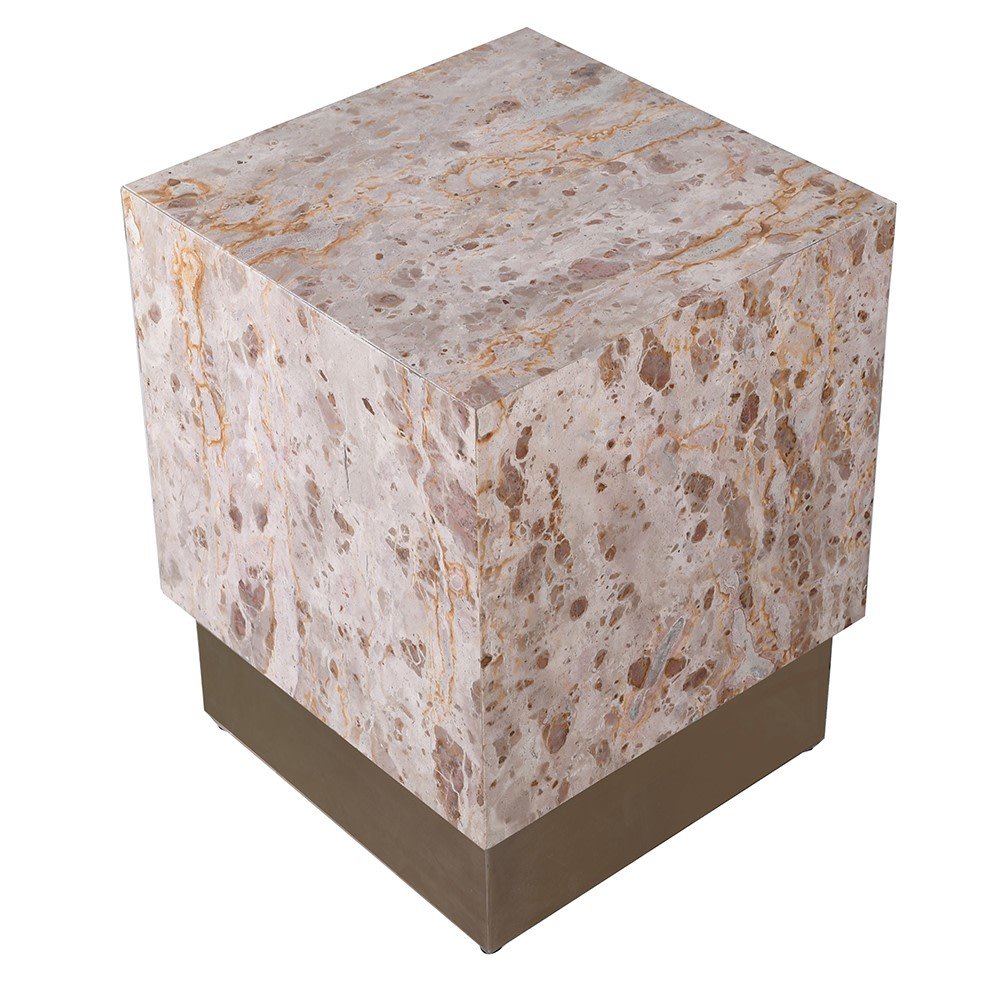 Crema Marble Block Side Table - LUXONAS