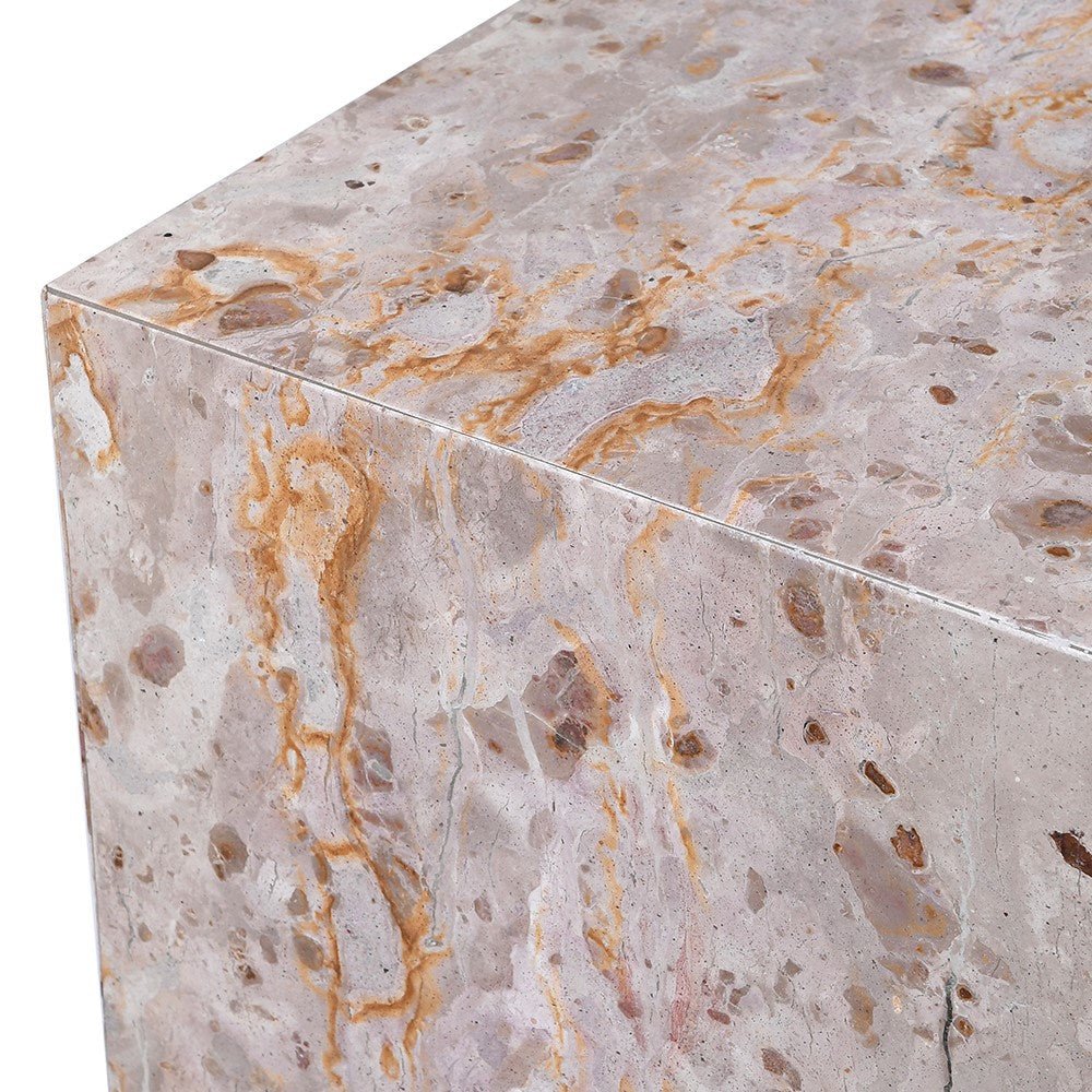 Crema Marble Block Side Table - LUXONAS