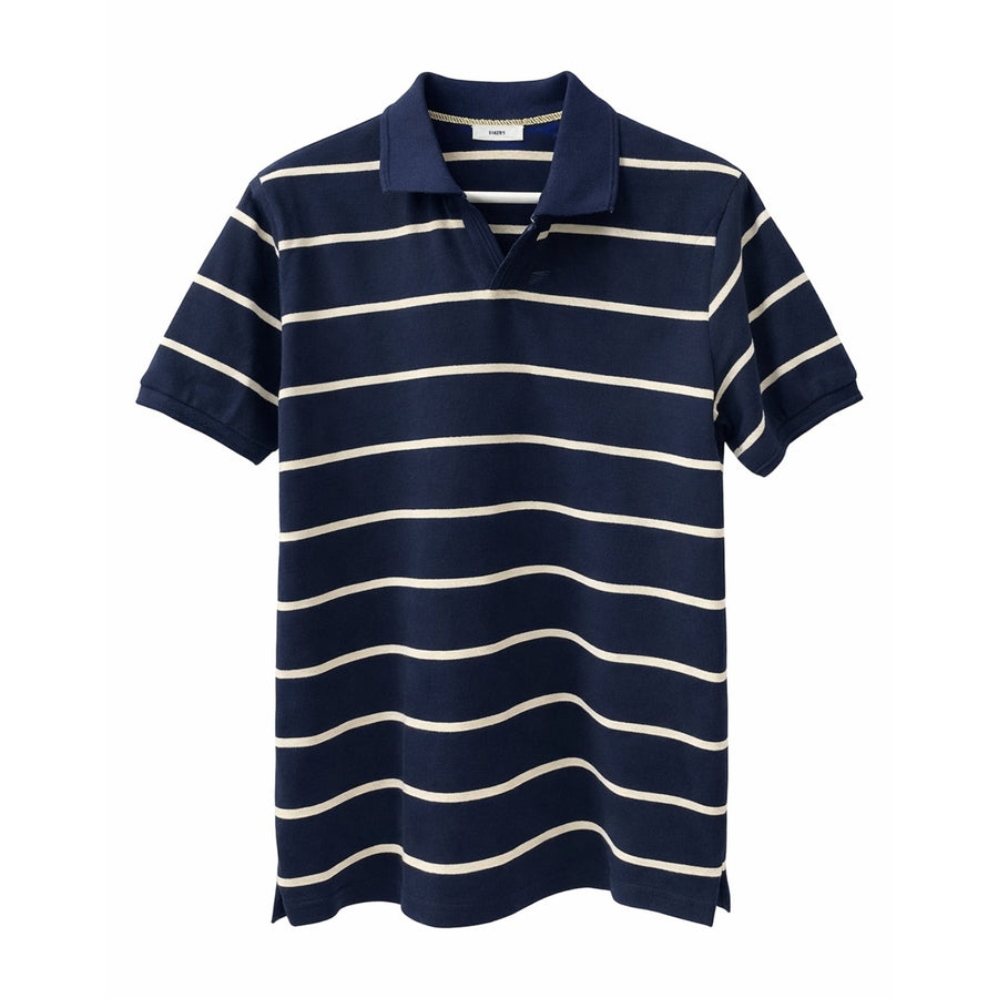 Crew Neck Striped Polo Shirt