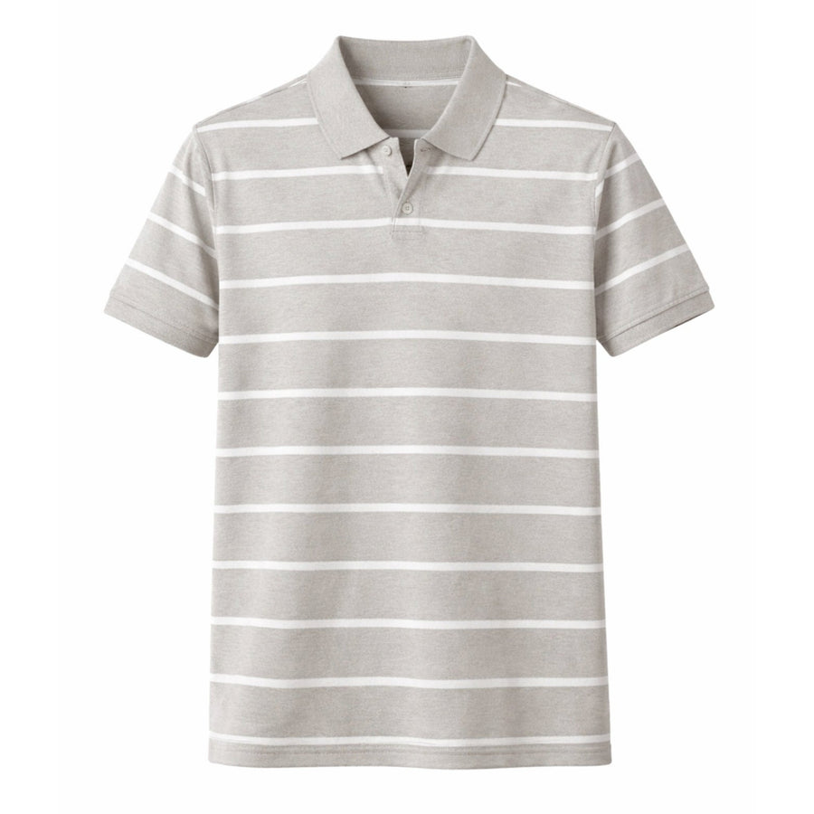 Crew Neck Striped Polo Shirt