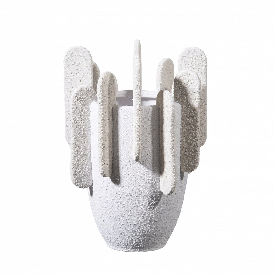 Crinkled Stoneware Vase, White