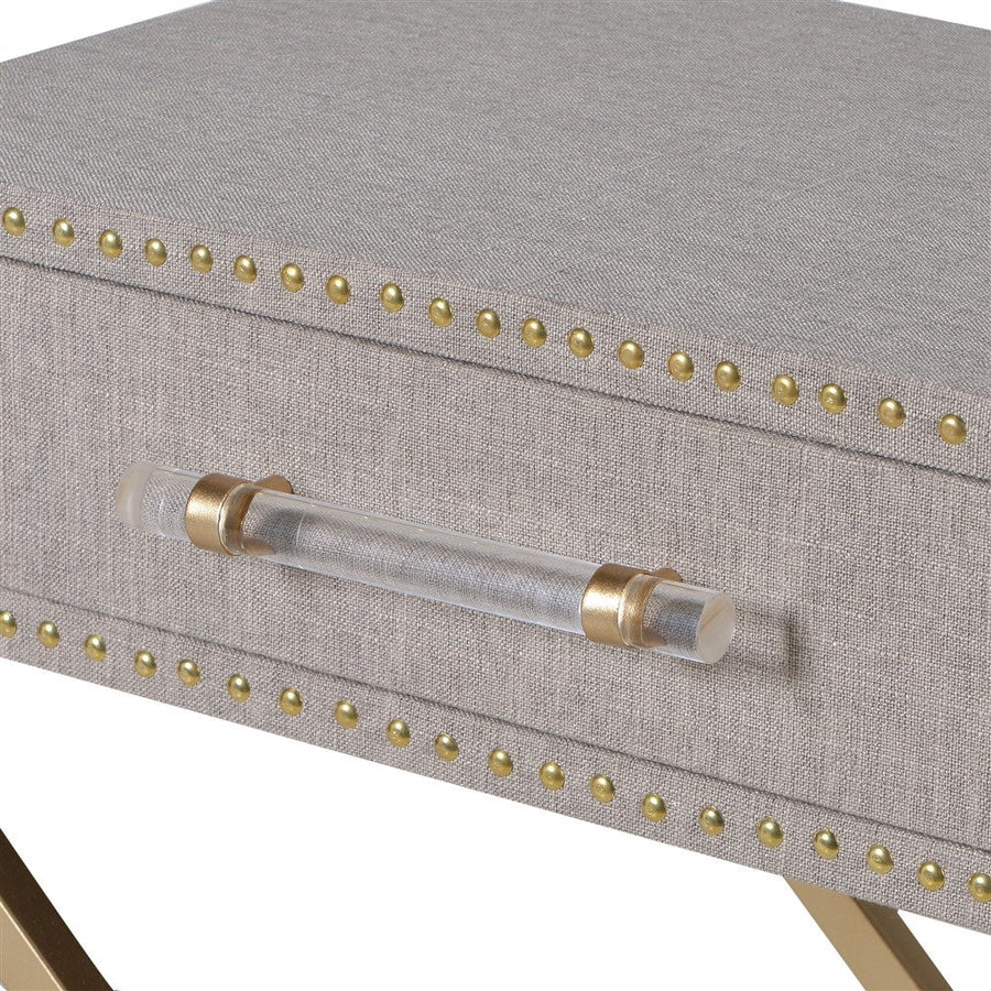 Cross Leg Linen Bedside w/Drawer