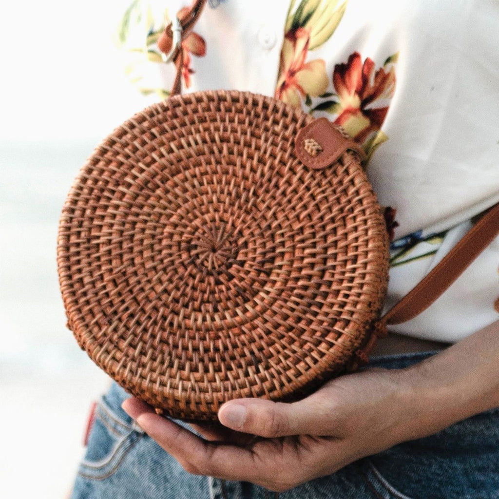 Crossbody Bag | Bali Bag SENJA (Brown) - Made of Rattan - LUXONAS HOME