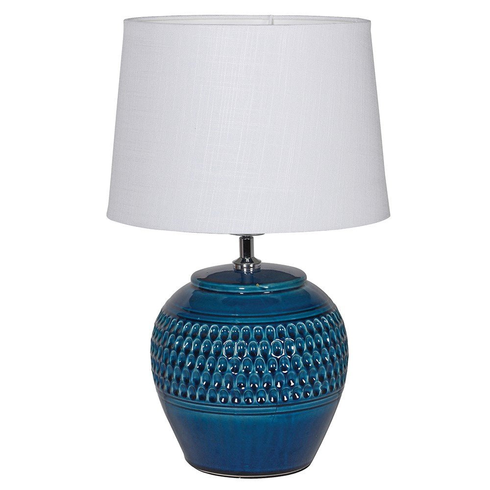 Dark Blue Dimple Lamp with Shade - LUXONAS