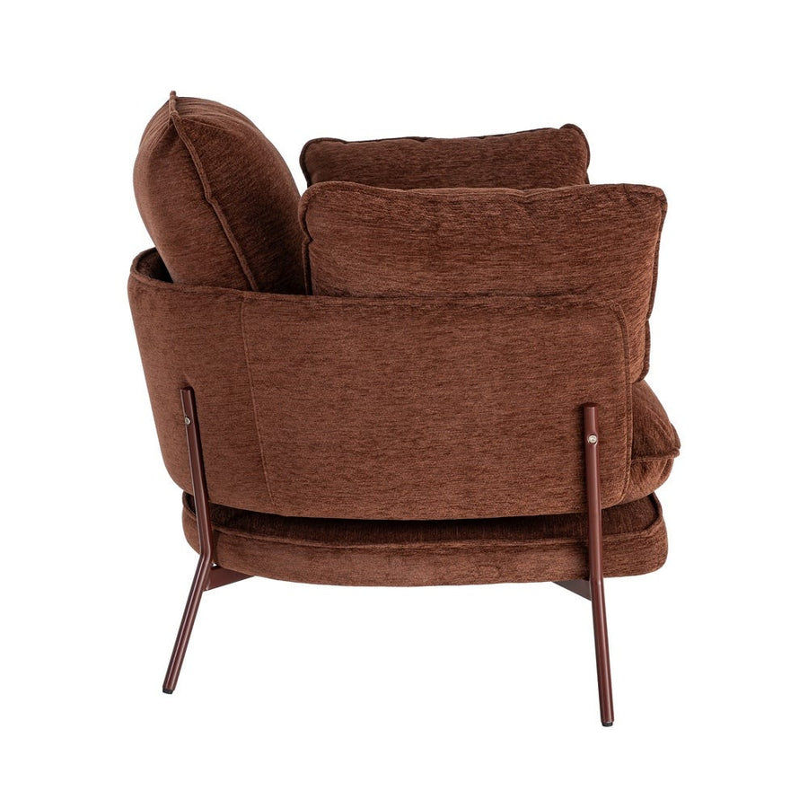 Dark Brown Fabric and Metal Armchair