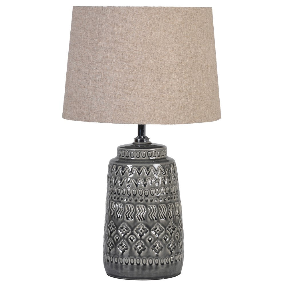Dark Grey Crackle Glaze Table Lamp - LUXONAS