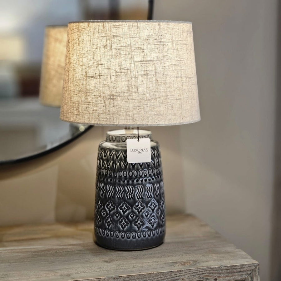 Dark Grey Crackle Glaze Table Lamp