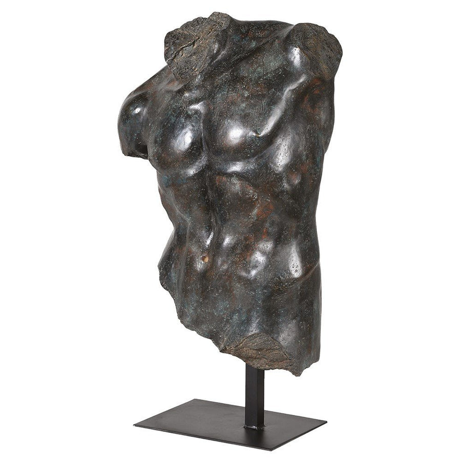 Dark Torso on Plinth - Elegant Resin Sculpture