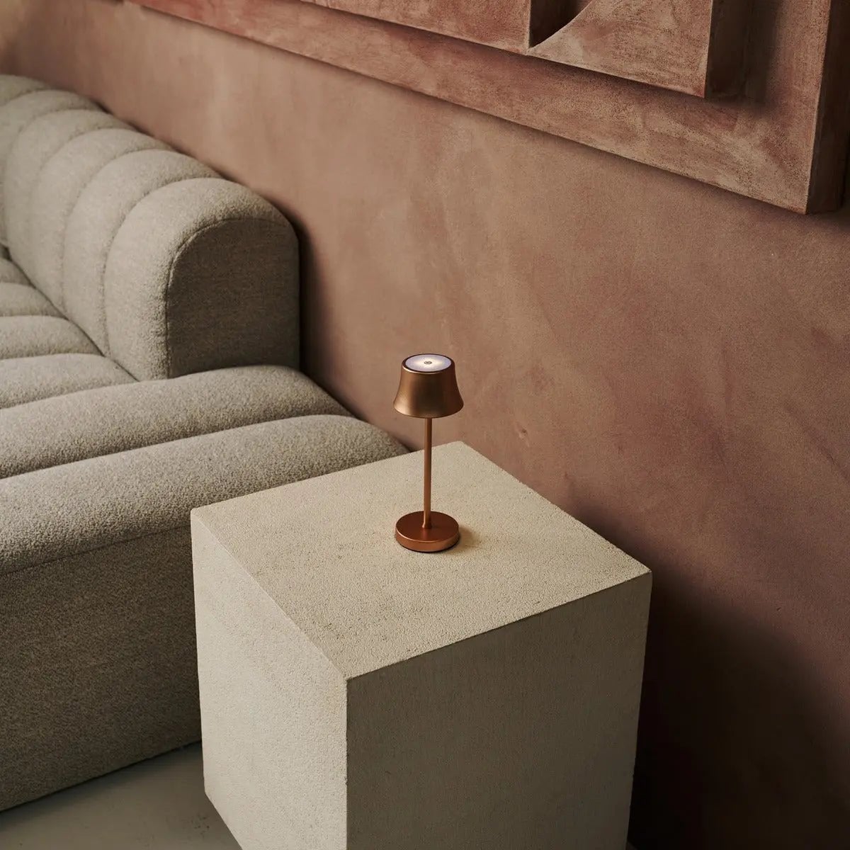 De Pijp Mini Copper Rechargeable Table Lamp | Wireless Charging & Dimmable - LUXONAS HOME